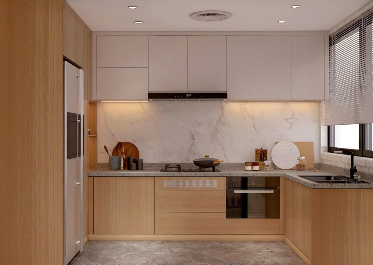 mẫu tủ bếp gỗ công nghiệp