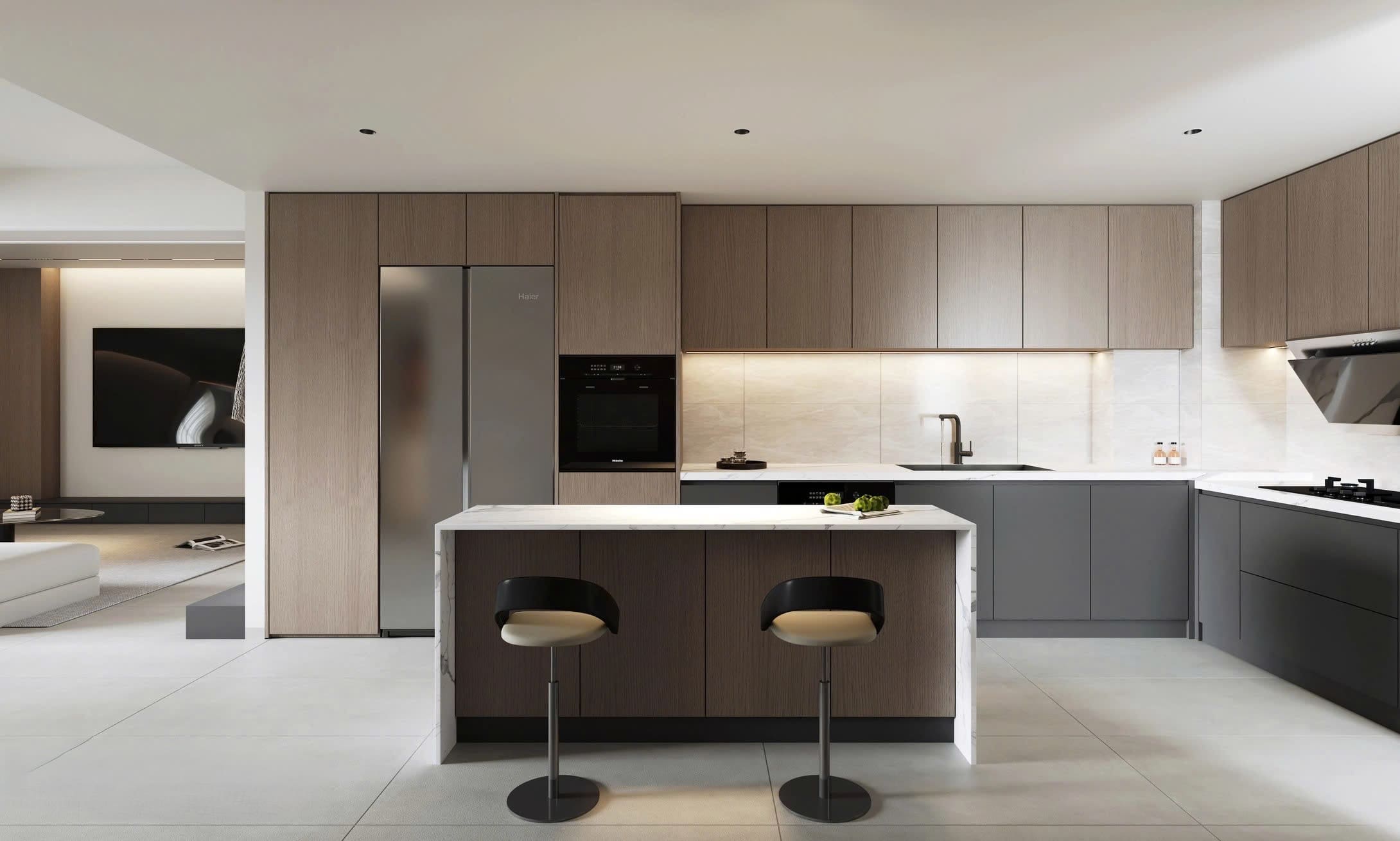 mẫu tủ bếp gỗ công nghiệp