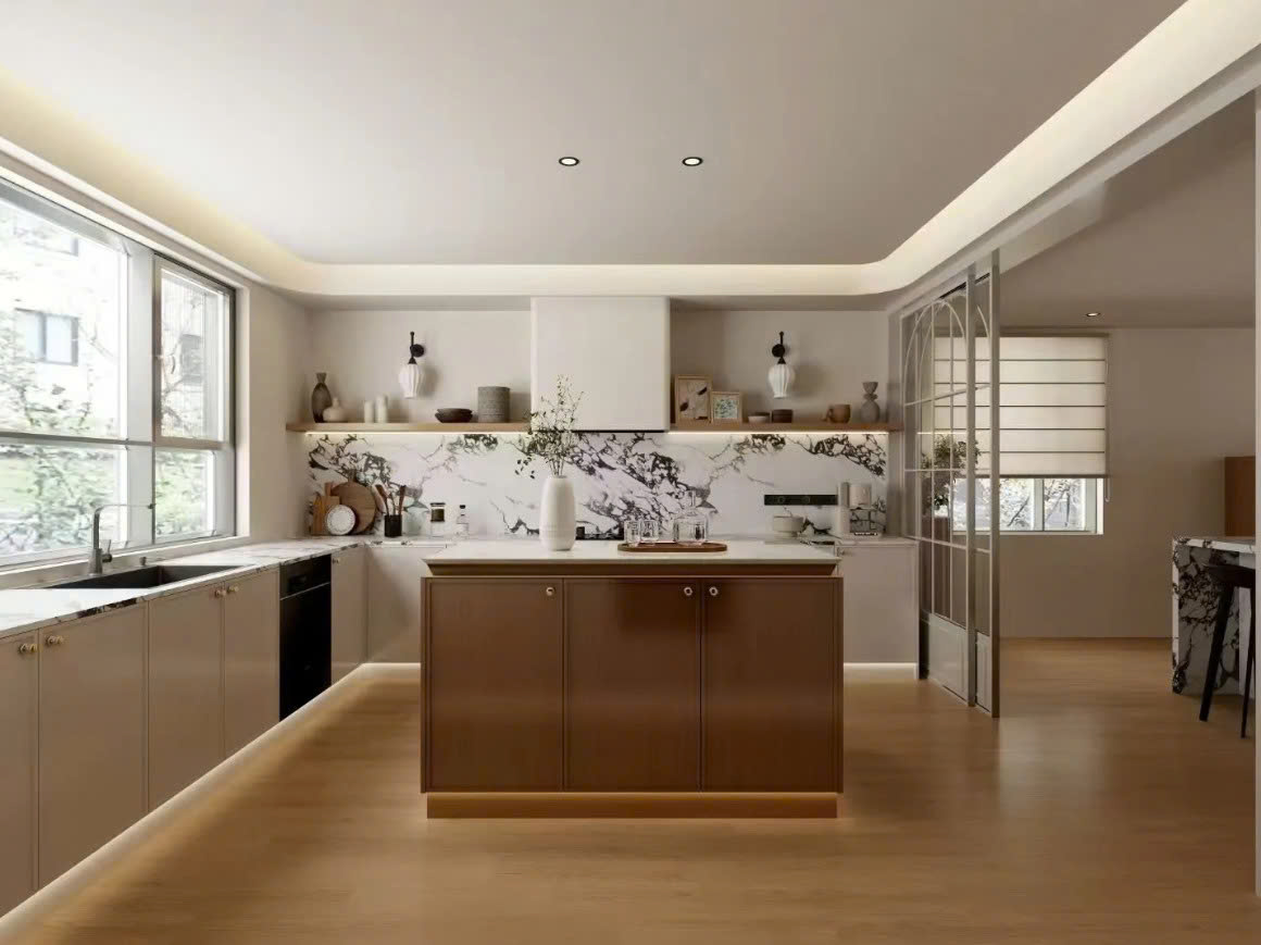 mẫu tủ bếp gỗ công nghiệp