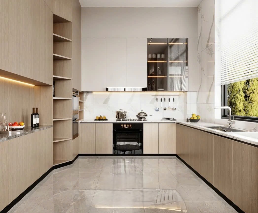 mẫu tủ bếp gỗ công nghiệp