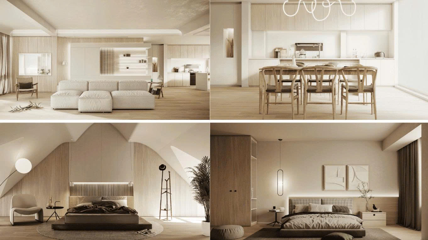 bố trí nội thất japandi