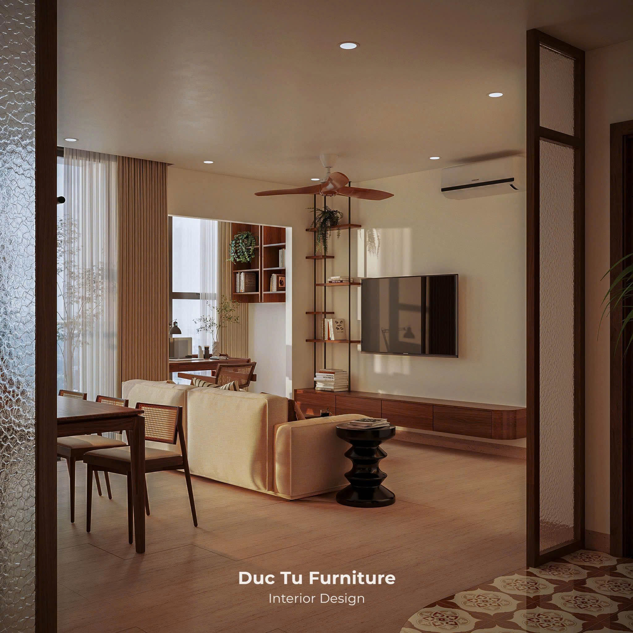 Thiết Kế Căn 2PN Panoma Gỗ Sồi Tự Nhiên